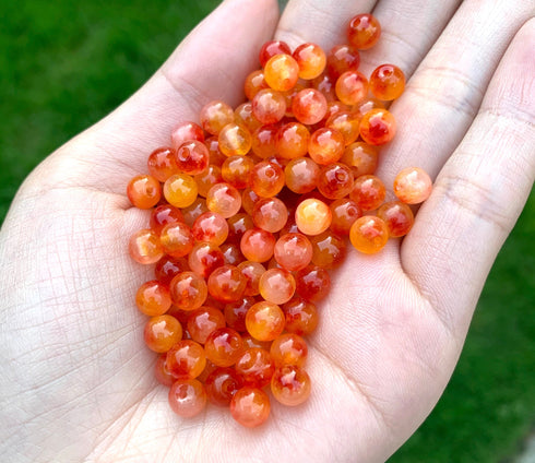 red yellow jade, 6mm, round, glossy, approx. 66 beads, candy jade, jade beads,